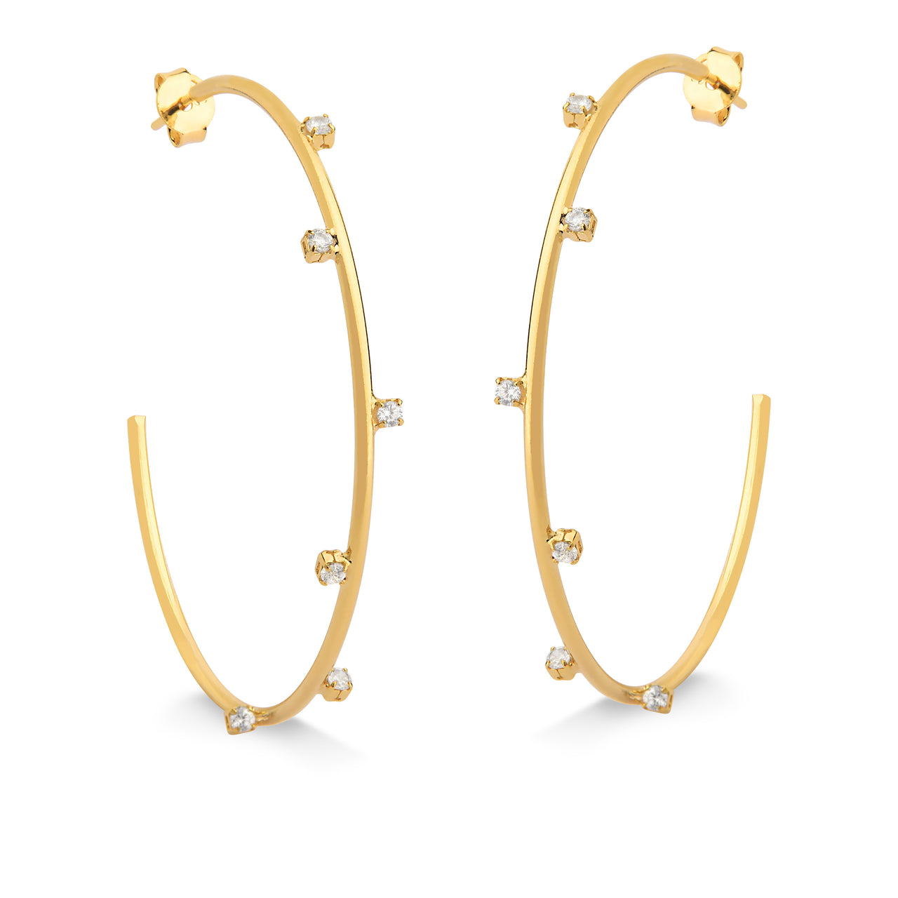 BRINCO DE ARGOLA GRANDE ABERTA COM ZIRCÔNIAS FOLHEADO A OURO 18K