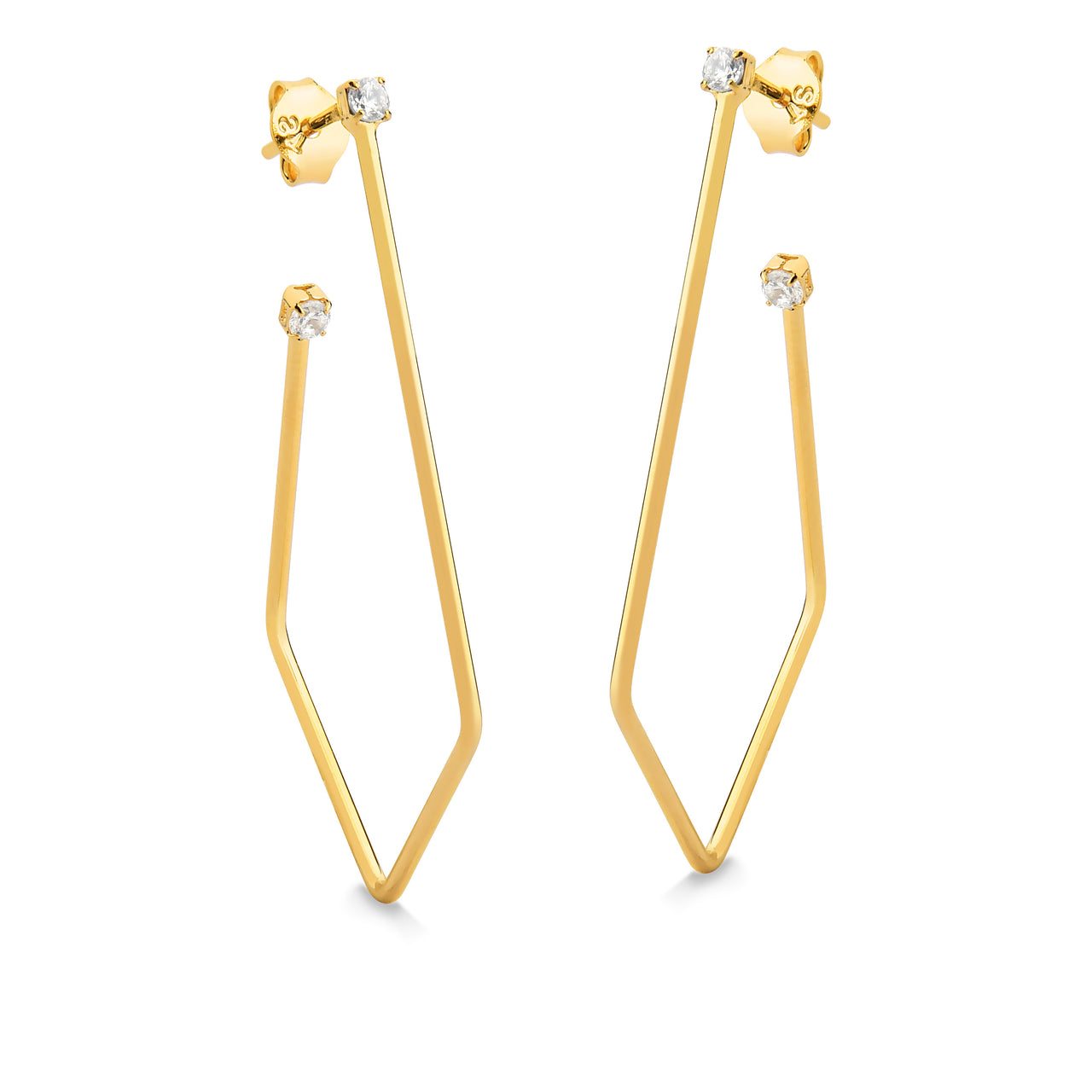 BRINCO DE ARGOLA LOSANGO COM ZIRCÔNIAS FOLHEADO A OURO 18K