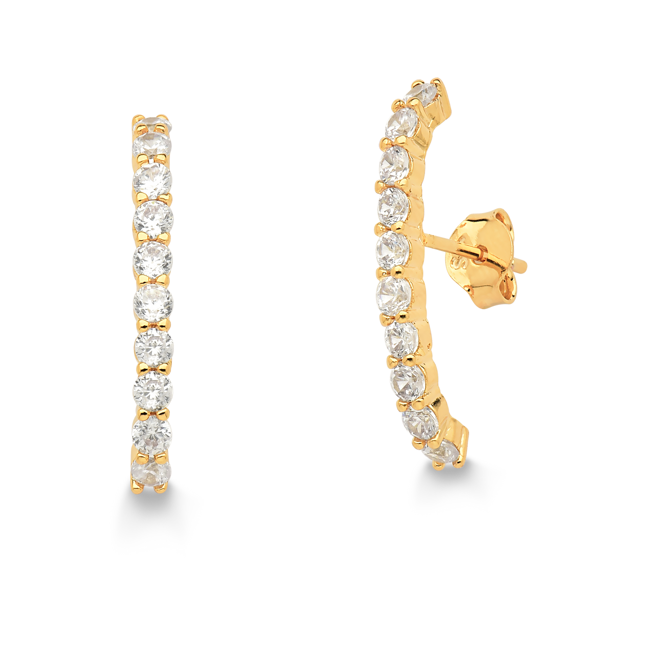 BRINCO EAR HOOK CRAVEJADO DE ZIRCÔNIA FOLHEADO A OURO 18K