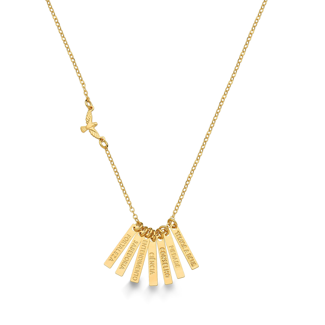 COLAR SETE DONS DO ESPÍRITO SANTO FOLHEADO A OURO 18K
