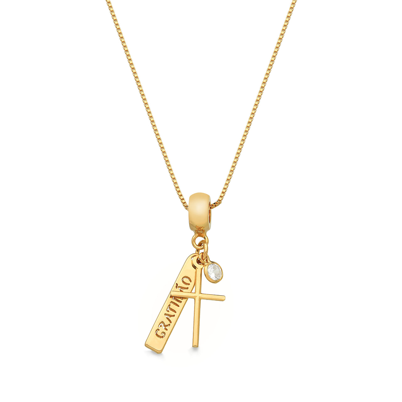 COLAR GRATIDÃO E CRUCIFIXO FOLHEADO A OURO 18K