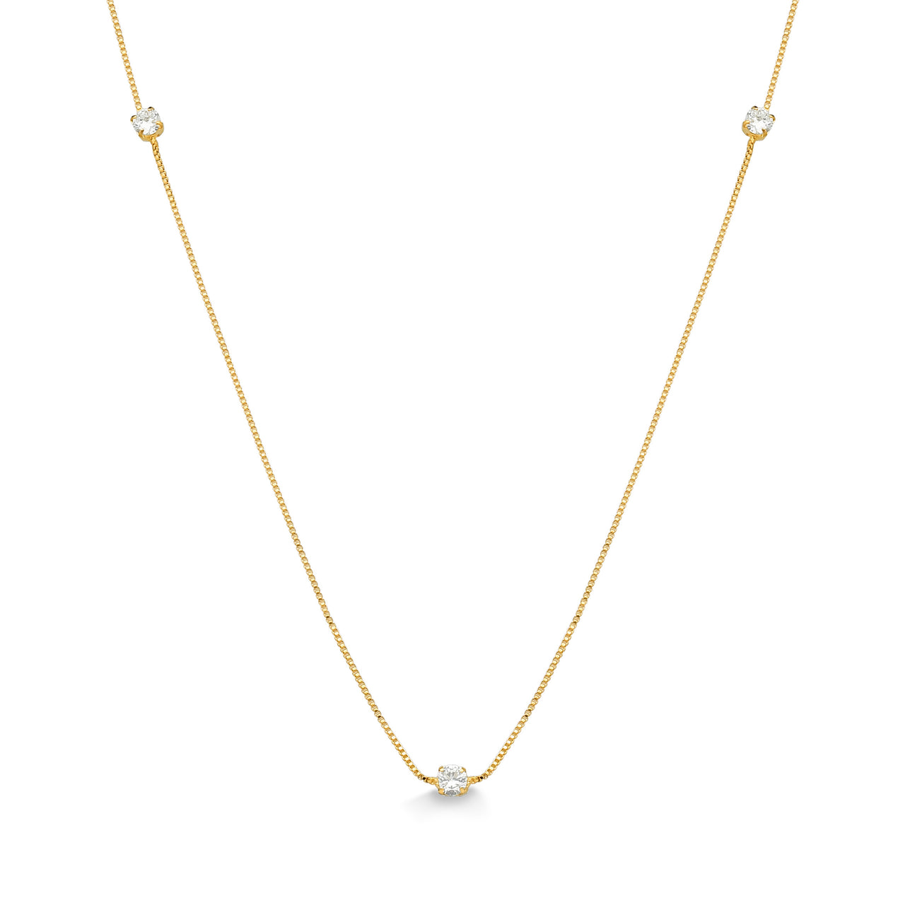 COLAR LONGO COM ZIRCÔNIAS FOLHEADO A OURO 18K