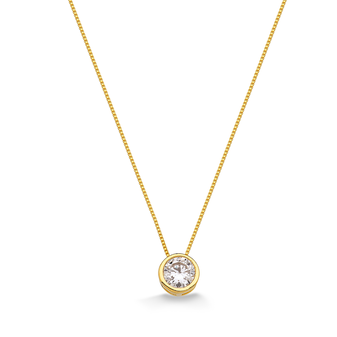 COLAR COM PONTO DE LUZ DE ZIRCÔNIA GRANDE FOLHEADO A OURO 18K
