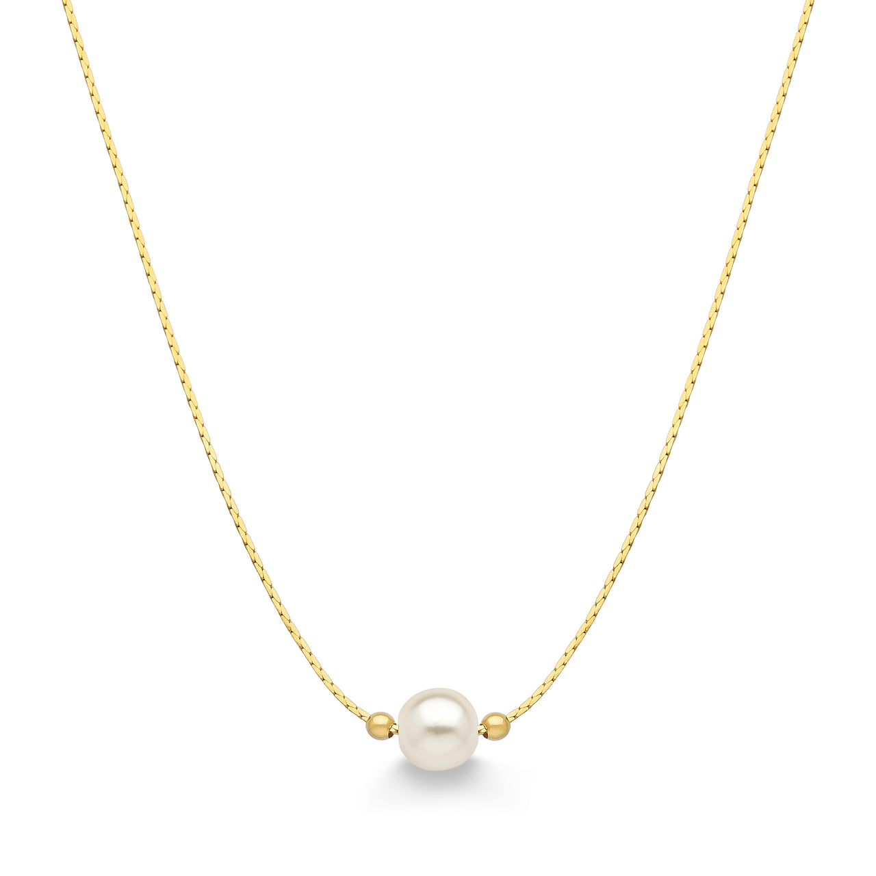 COLAR DE PÉROLA PEQUENA MINIMALISTA FOLHEADO A OURO 18K