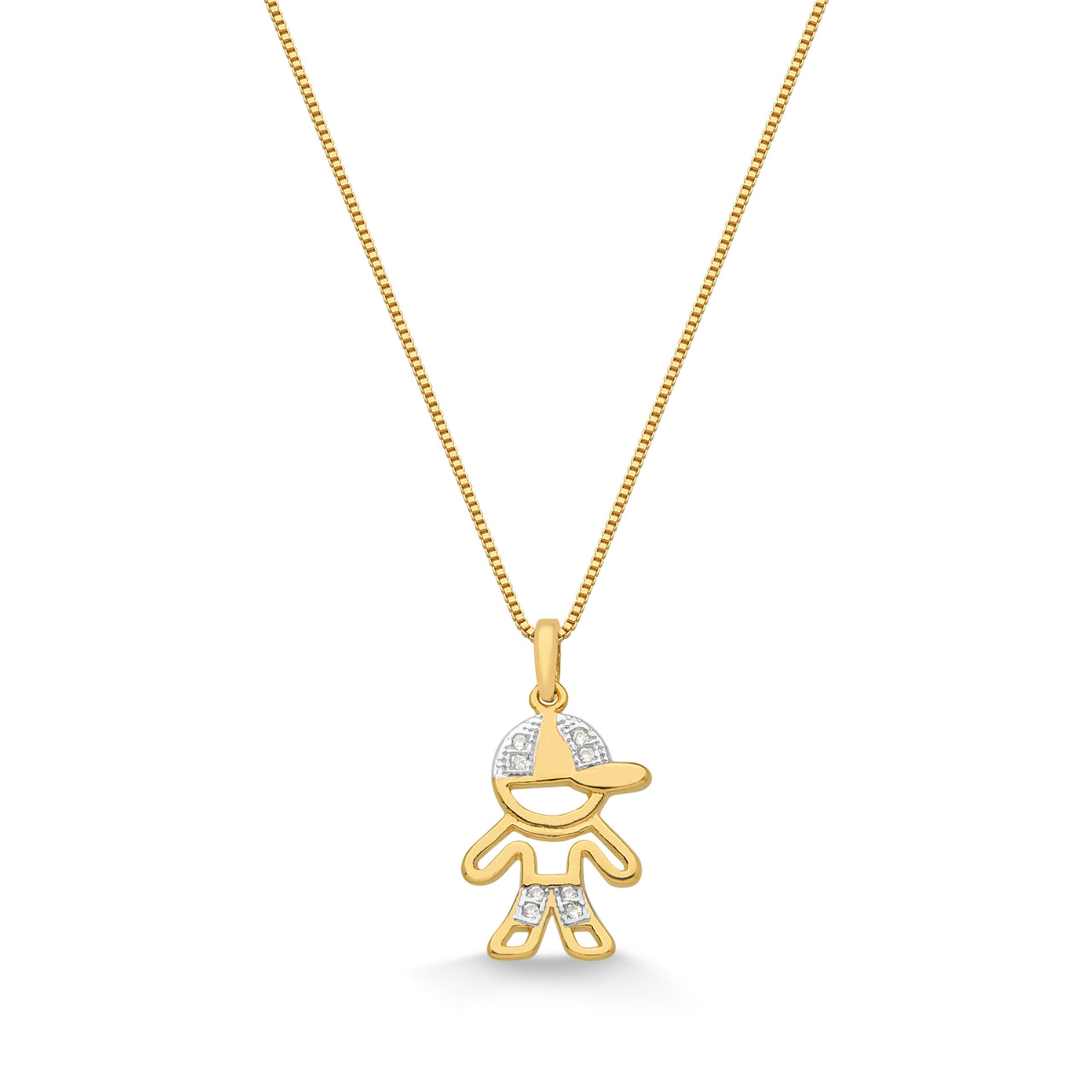 COLAR MENINO DE BONÉ CRAVEJADO DE ZIRCÔNIA FOLHEADO A OURO 18K
