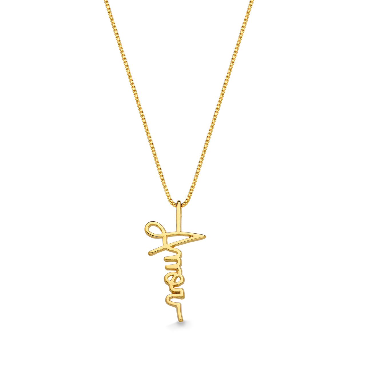 COLAR CALIGRÁFICO "AMOR" FOLHEADO A OURO 18K