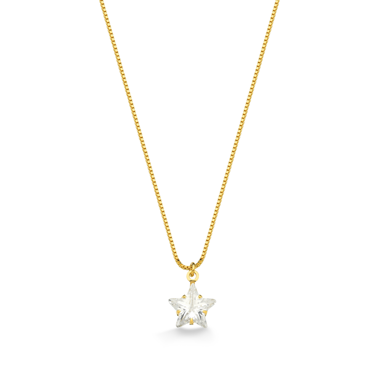 COLAR COM PINGENTE DE ESTRELA MÉDIA DE ZIRCÔNIA FOLHEADO A OURO 18K