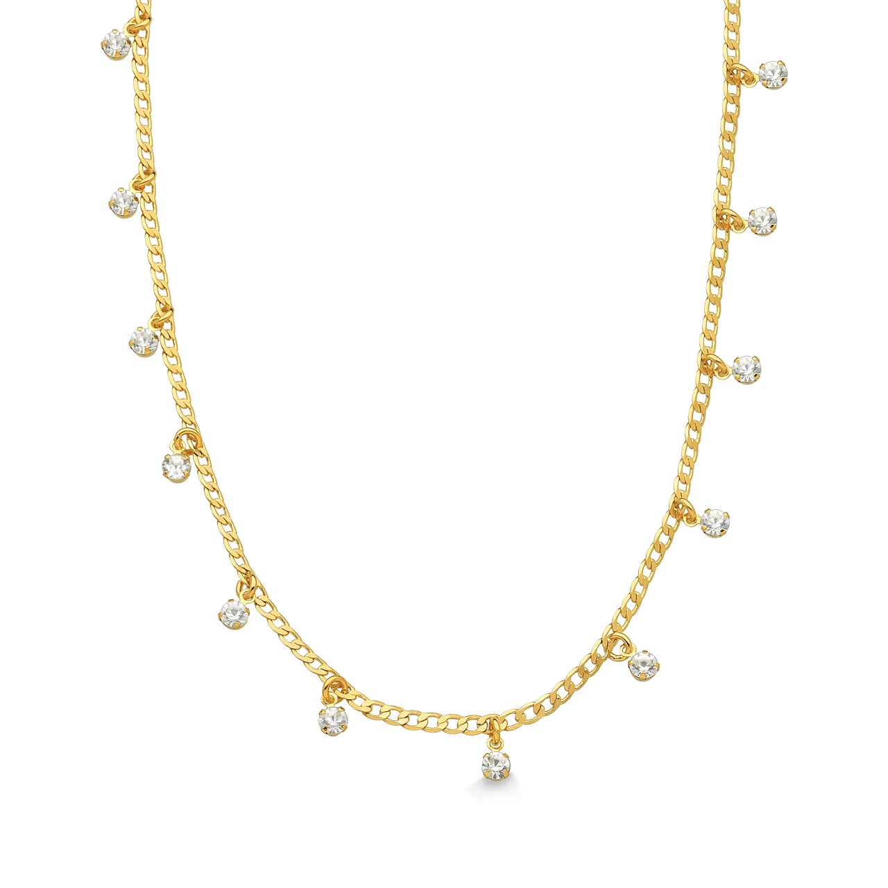 COLAR CHOKER GROUMET COM ZIRCÔNIAS FOLHEADO A OURO 18K