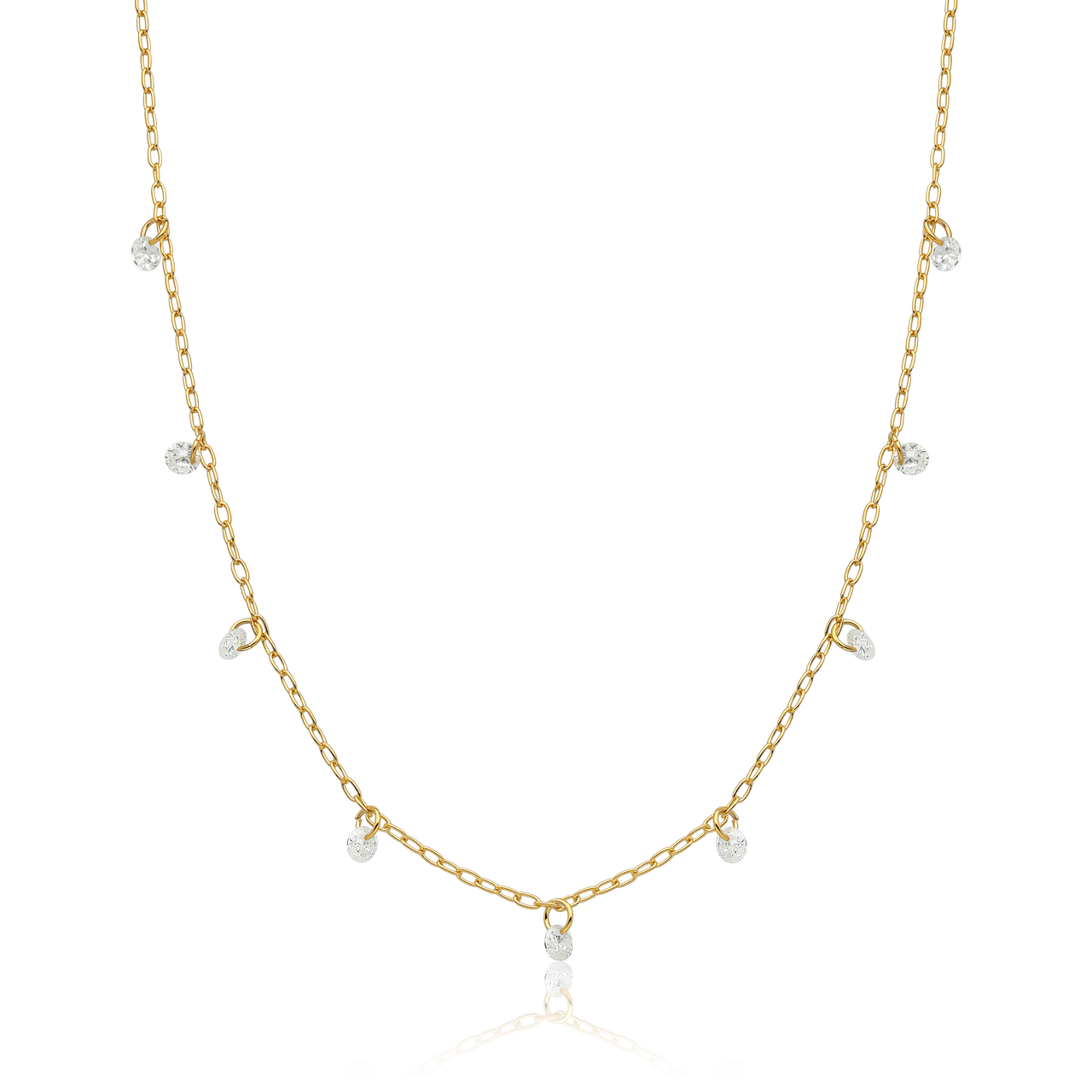 COLAR CHOKER COM ZIRCÔNIAS FOLHEADO A OURO 18K