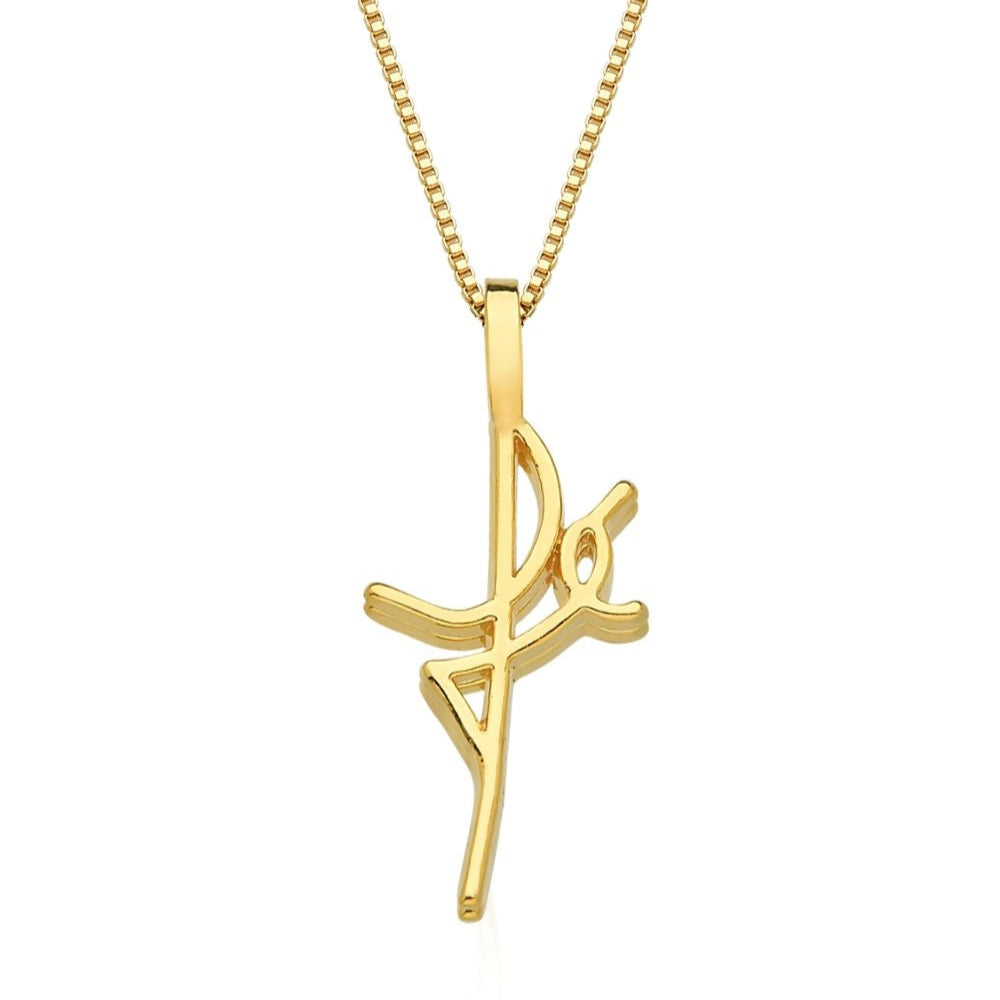 COLAR COM PINGENTE FÉ GRANDE FOLHEADO A OURO 18K