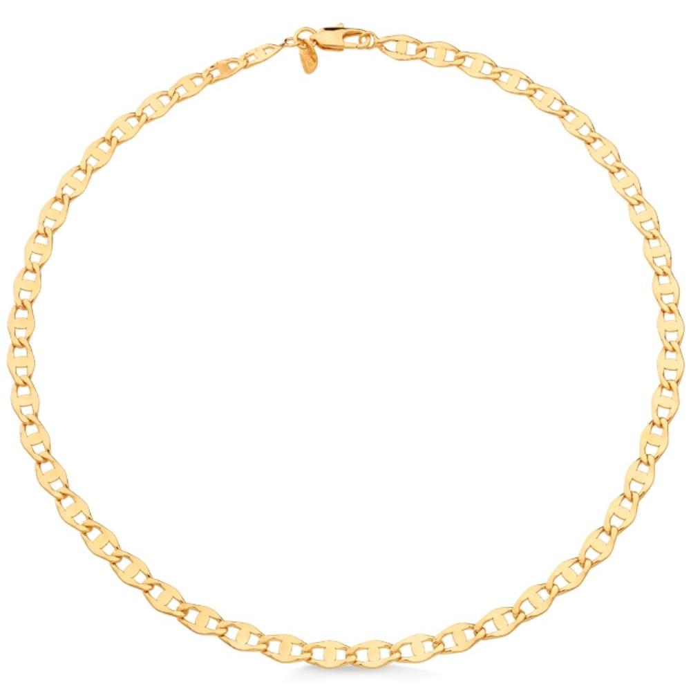 COLAR CHOKER ELO LACRE COM FECHO BOIA FOLHEADO A OURO 18K