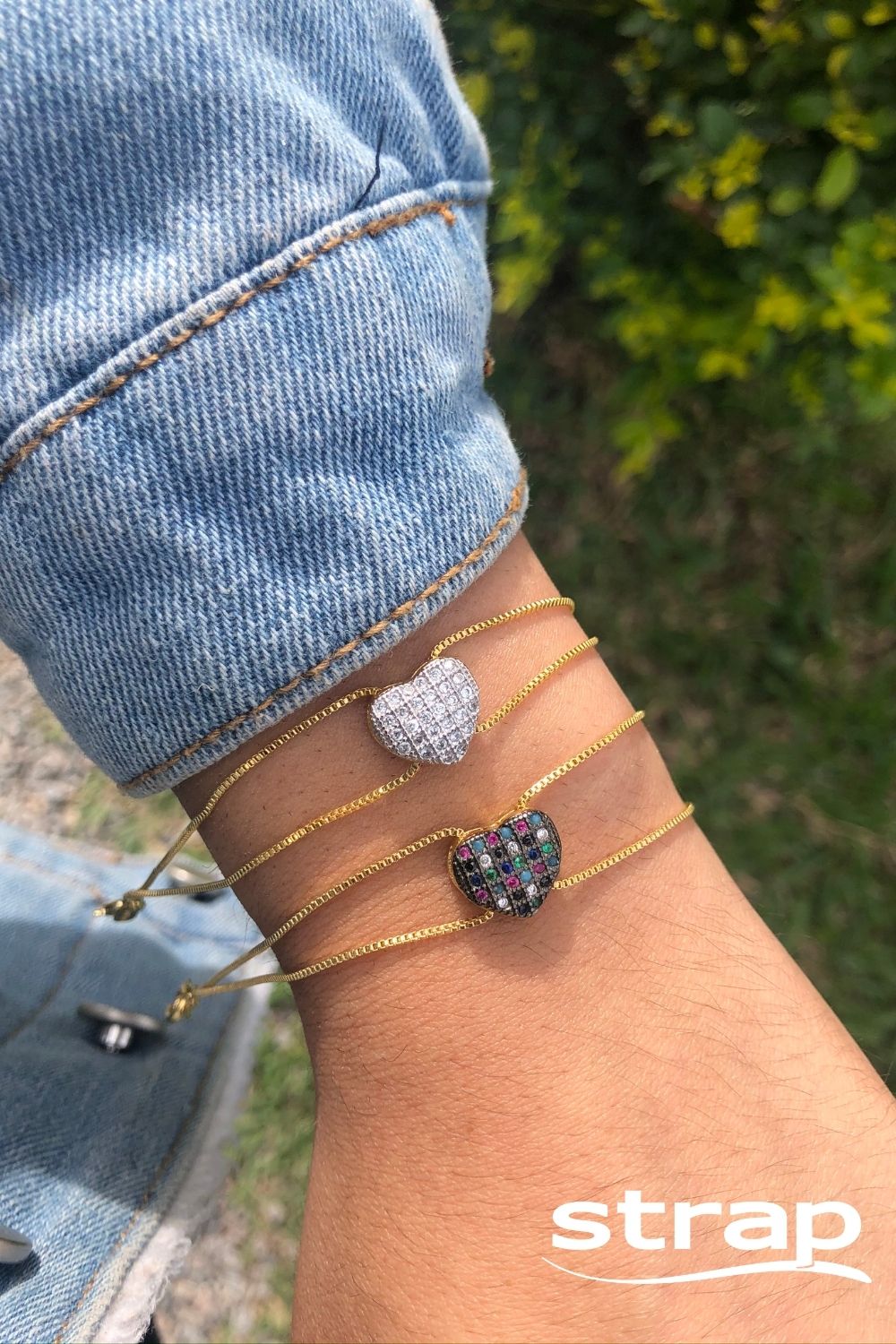 PULSEIRA COM CORAÇÃO CRAVEJADO DE ZIRCÔNIA FOLHEADA A OURO 18K