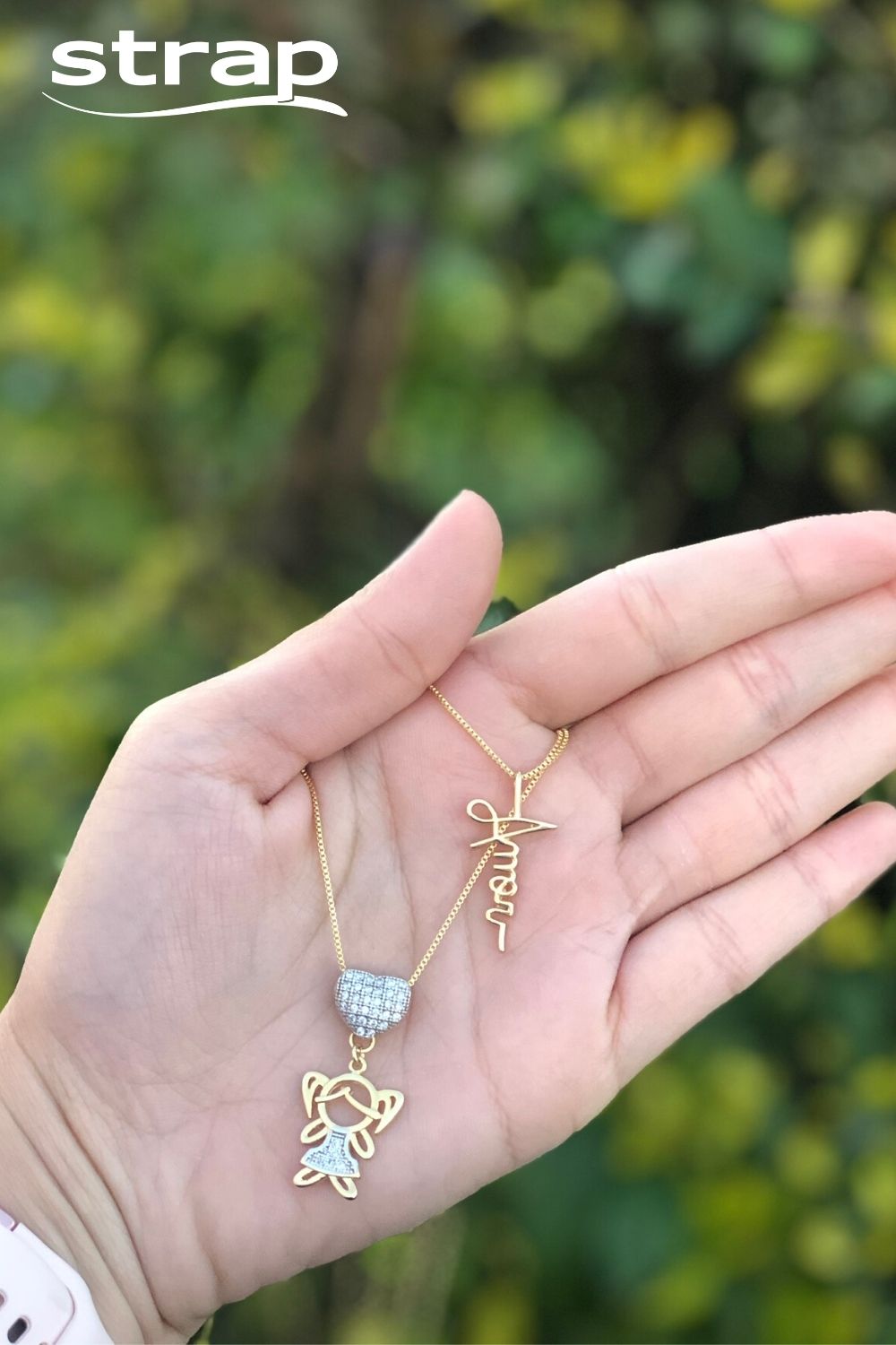 COLAR CALIGRÁFICO "AMOR" FOLHEADO A OURO 18K