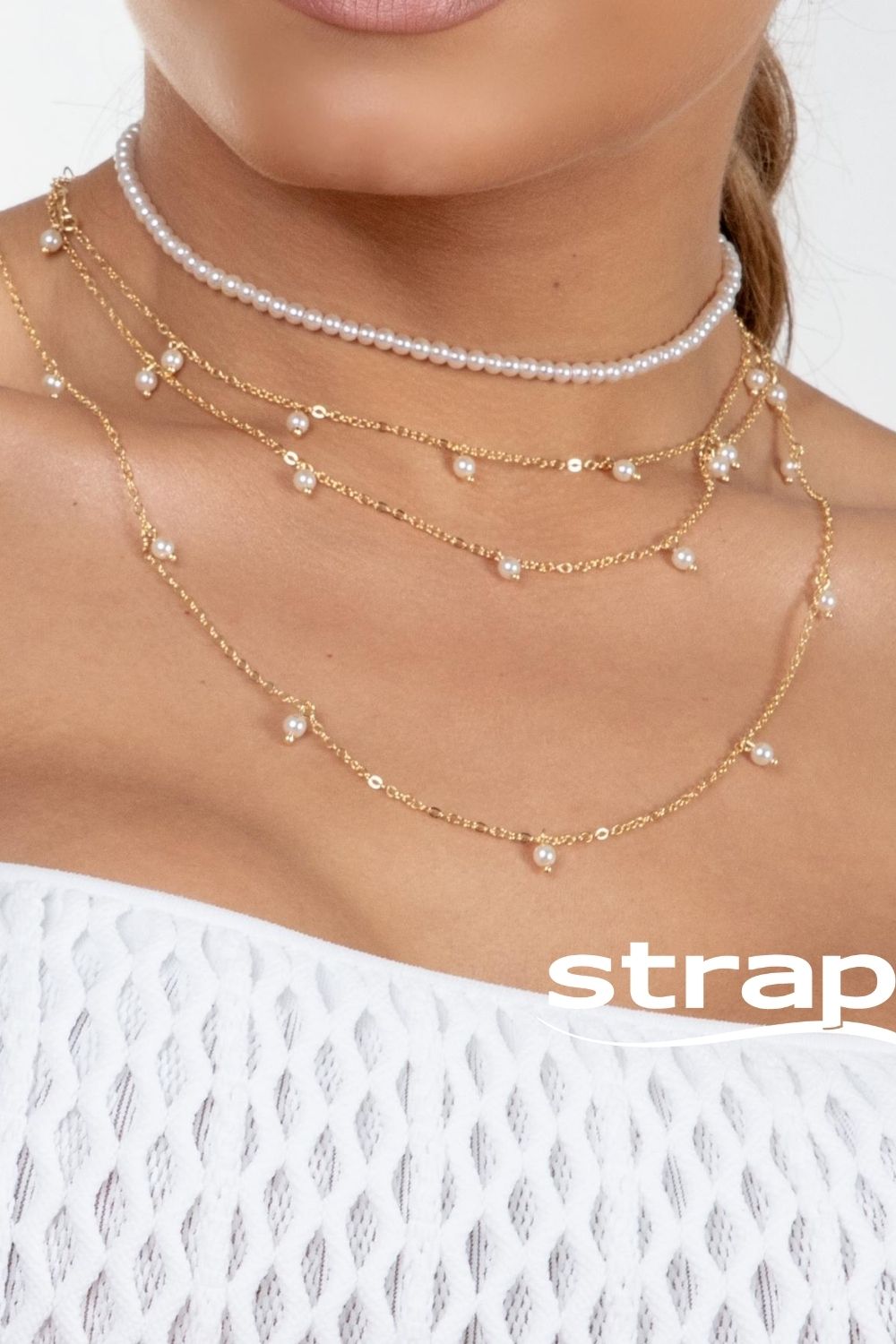 COLAR CHOKER DE PÉROLAS FOLHEADO A OURO 18K