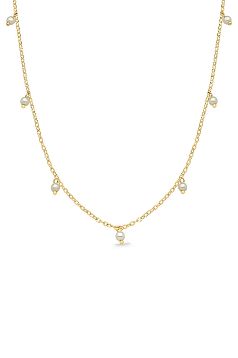 COLAR COM PÉROLAS FOLHEADO A OURO 18K 45CM