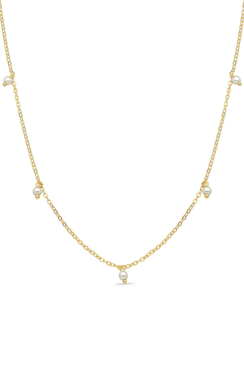 COLAR COM PÉROLAS FOLHEADO A OURO 18K 60CM