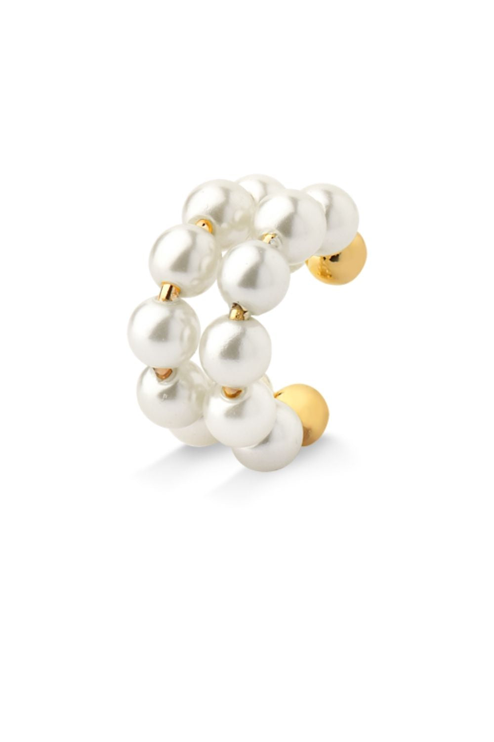 BRINCO PIERCING DE PRESSÃO COM PÉROLAS FOLHEADO A OURO 18K