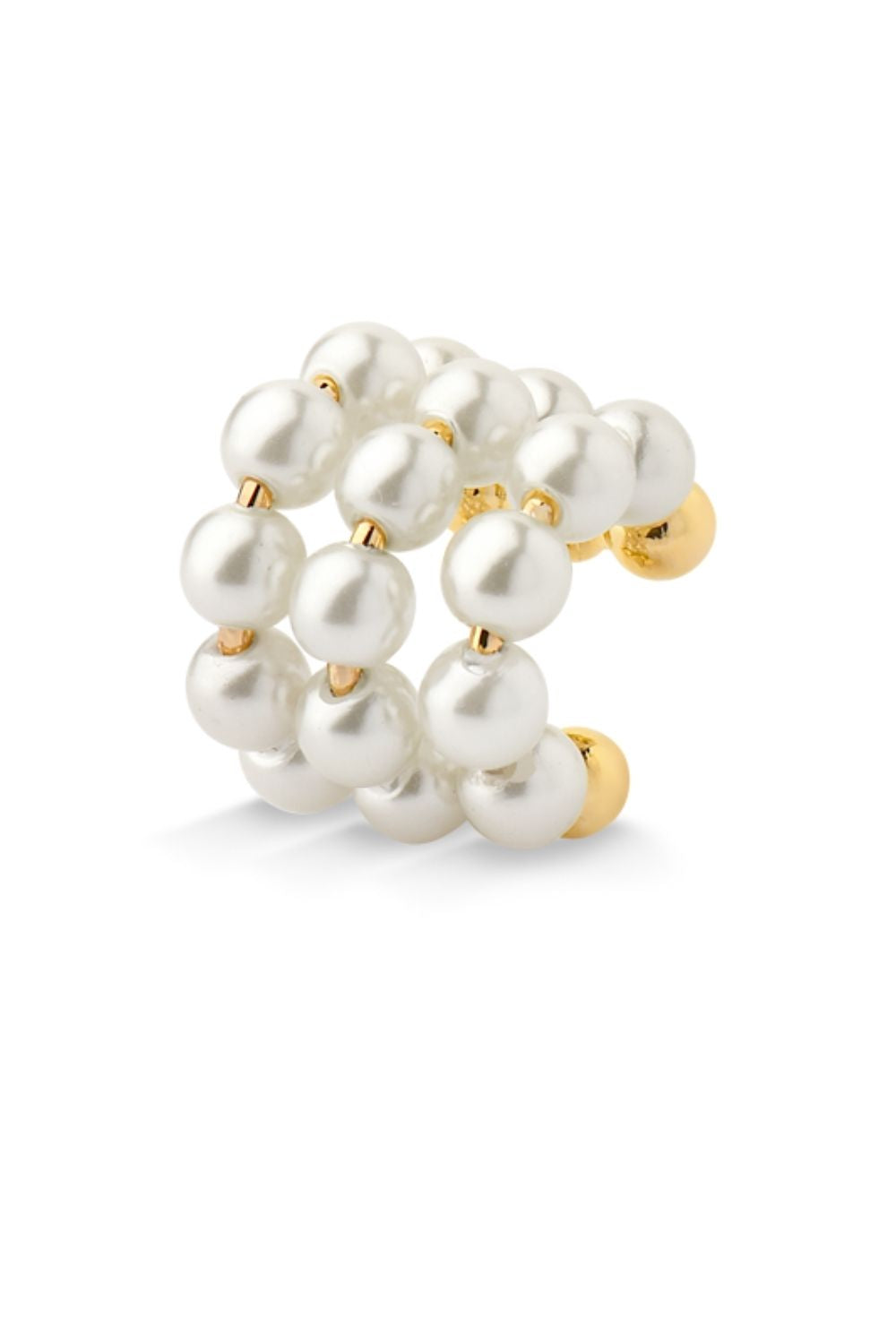 BRINCO PIERCING DE PRESSÃO COM PÉROLAS FOLHEADO A OURO 18K