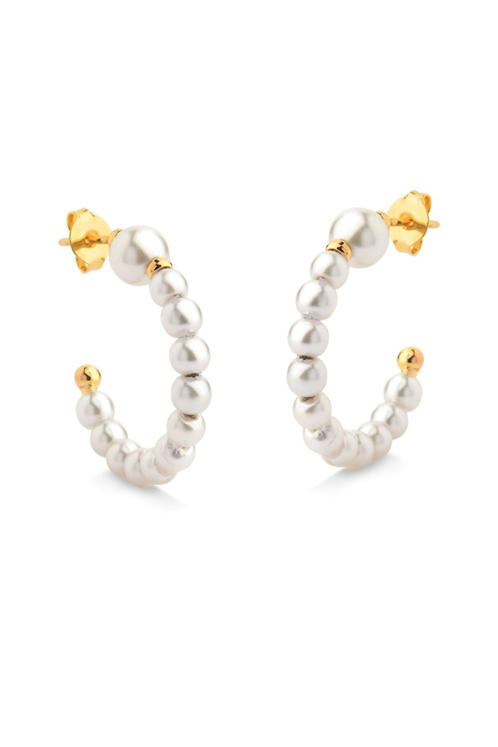 BRINCO DE ARGOLA COM PÉROLAS FOLHEADO A OURO 18K