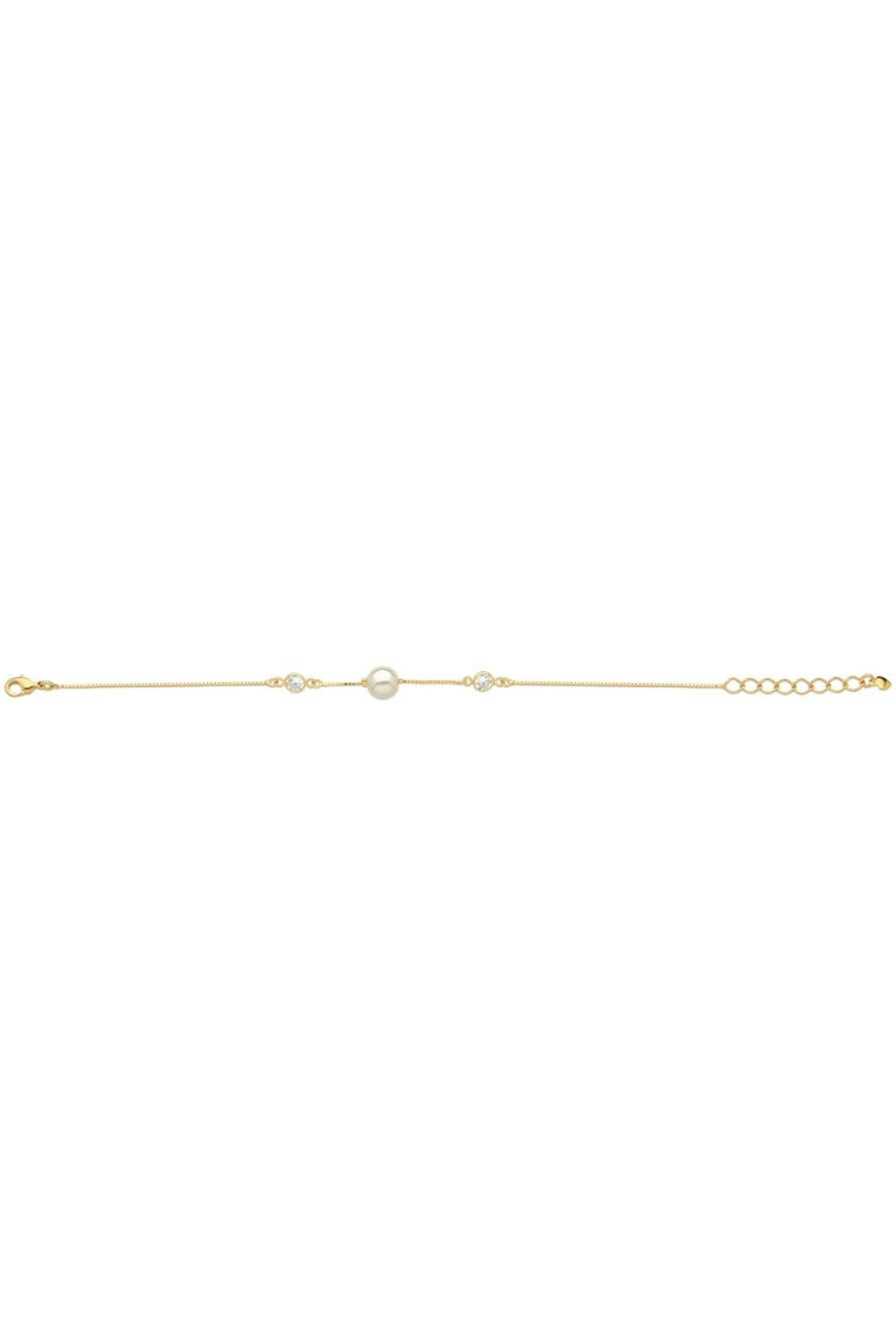 PULSEIRA COM PÉROLA E ZIRCÔNIAS FOLHEADO A OURO 18K