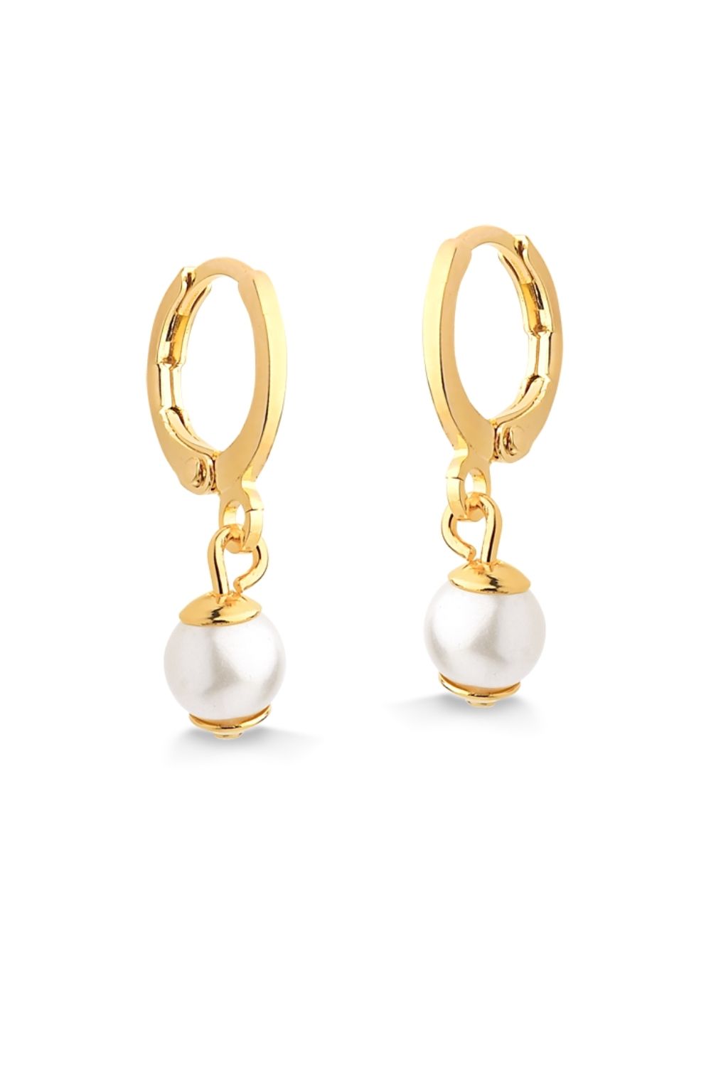 BRINCO DE ARGOLA COM PÉROLA FOLHEADO A OURO 18K