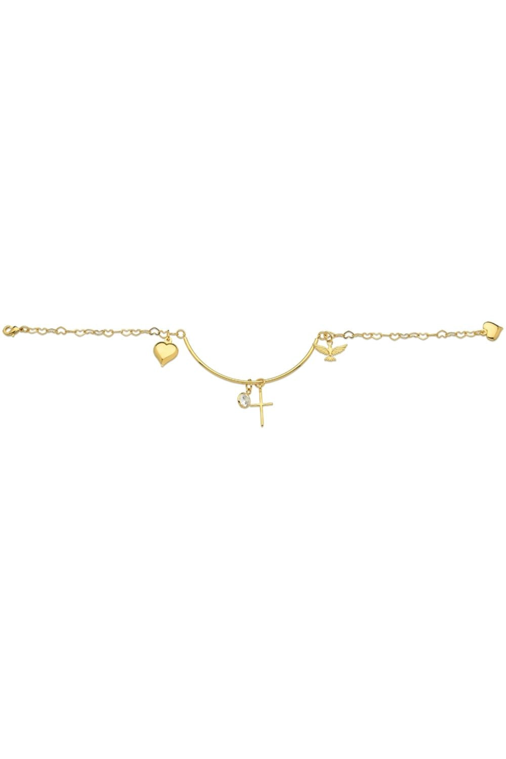 PULSEIRA MEIO ARO RÍGIDO COM PINGENTES FOLHEADA A OURO 18K