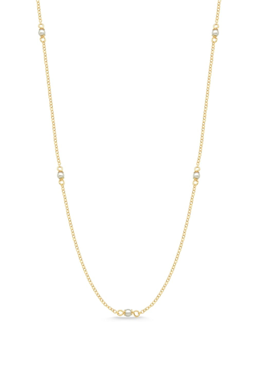 COLAR COM PÉROLAS FOLHEADO A OURO 18K 55CM