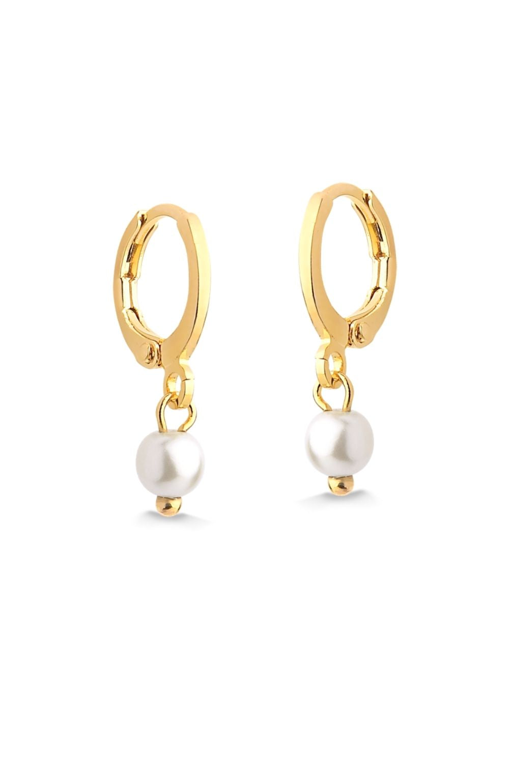 BRINCO DE ARGOLA COM UMA PÉROLA FOLHEADO A OURO 18K