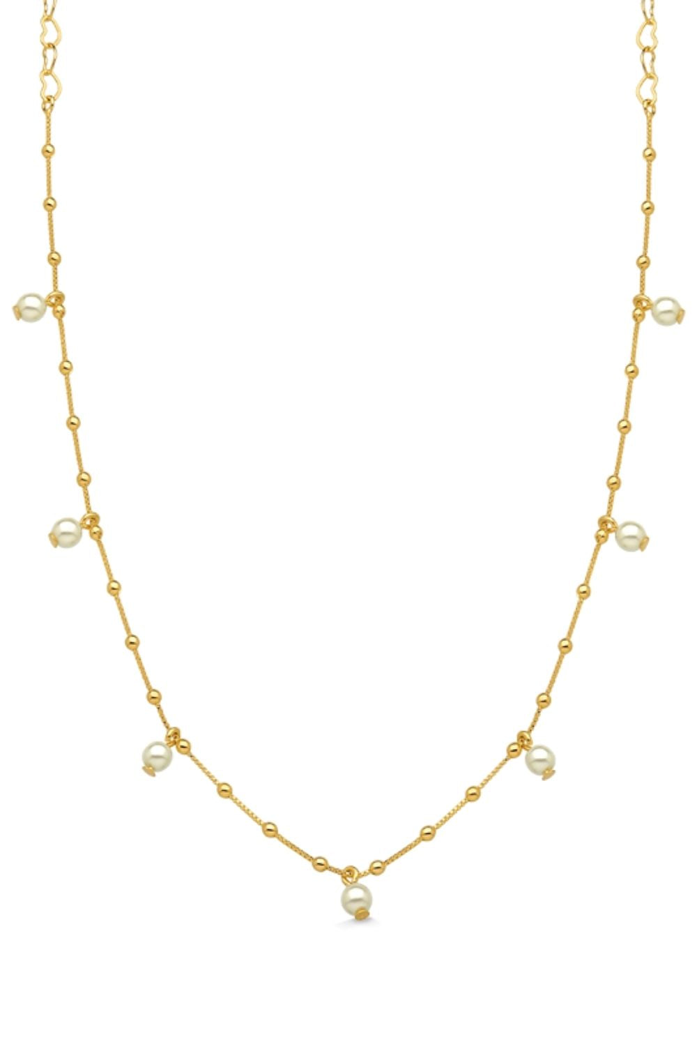 COLAR CHOKER COM PÉROLAS FOLHEADO A OURO 18K
