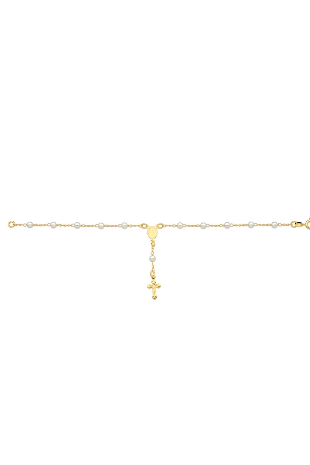 PULSEIRA TERÇO COM PÉROLAS MÉDIAS FOLHEADA A OURO 18K