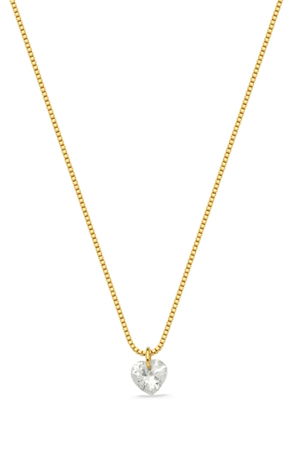 COLAR PONTO DE LUZ COM ZIRCÔNIA EM CORAÇÃO 50 CM FOLHEADO A OURO 18K