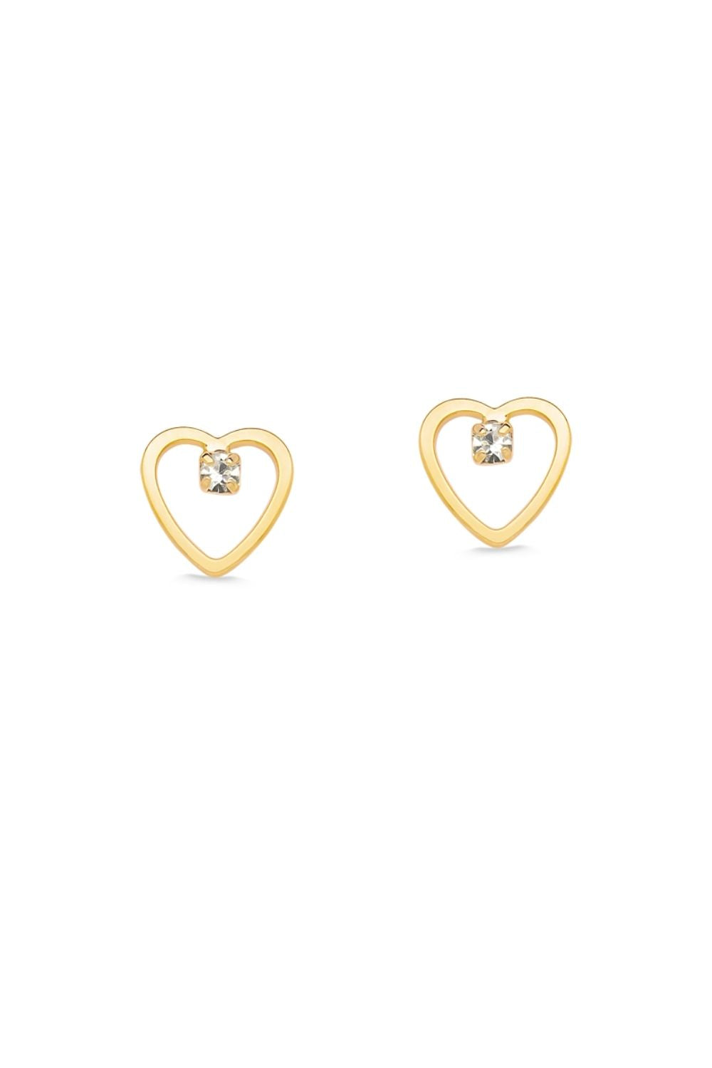 BRINCO MINI CORAÇÃO VAZADO COM ZIRCÔNIA FOLHEADO A OURO 18K