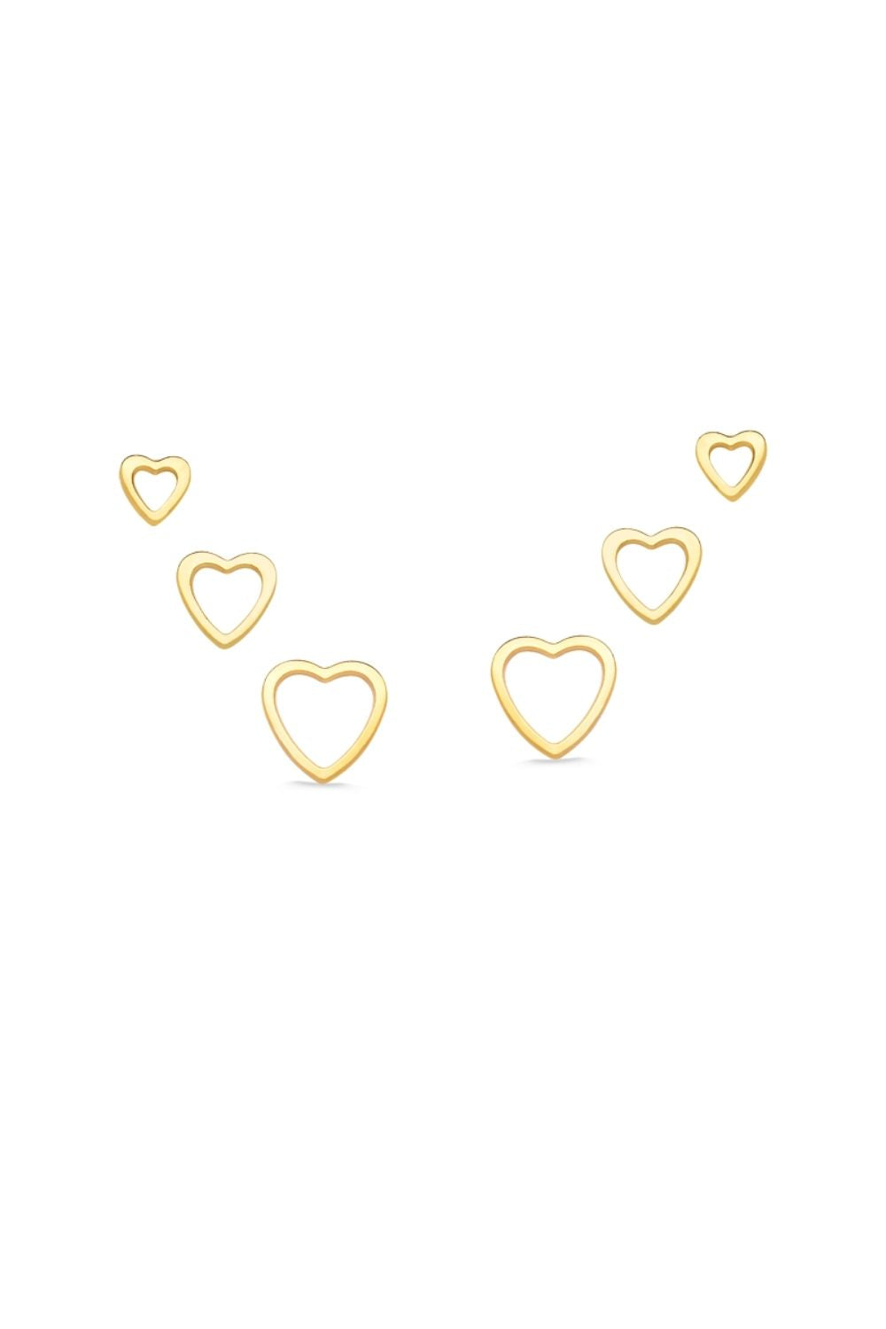 BRINCO TRIO MINI CORAÇÕES VAZADOS FOLHEADO A OURO 18K