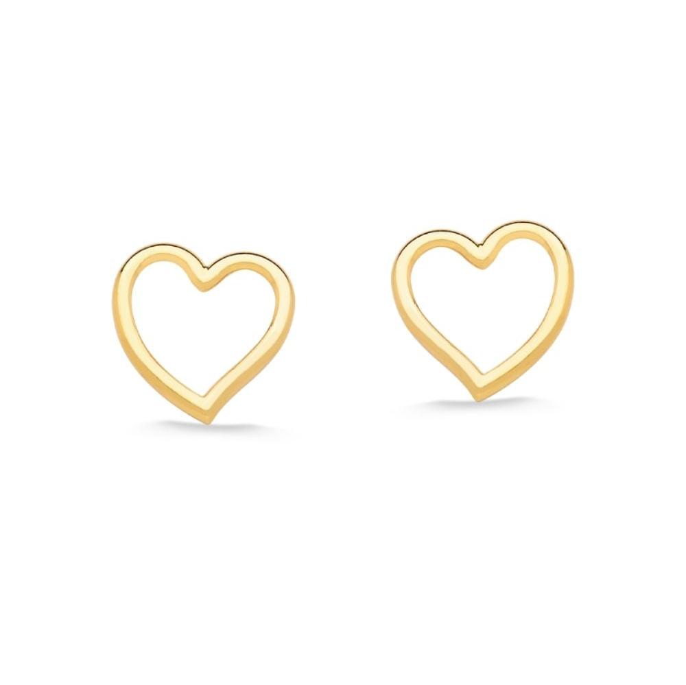 BRINCO DE CORAÇÃO VAZADO FOLHEADO A OURO 18K