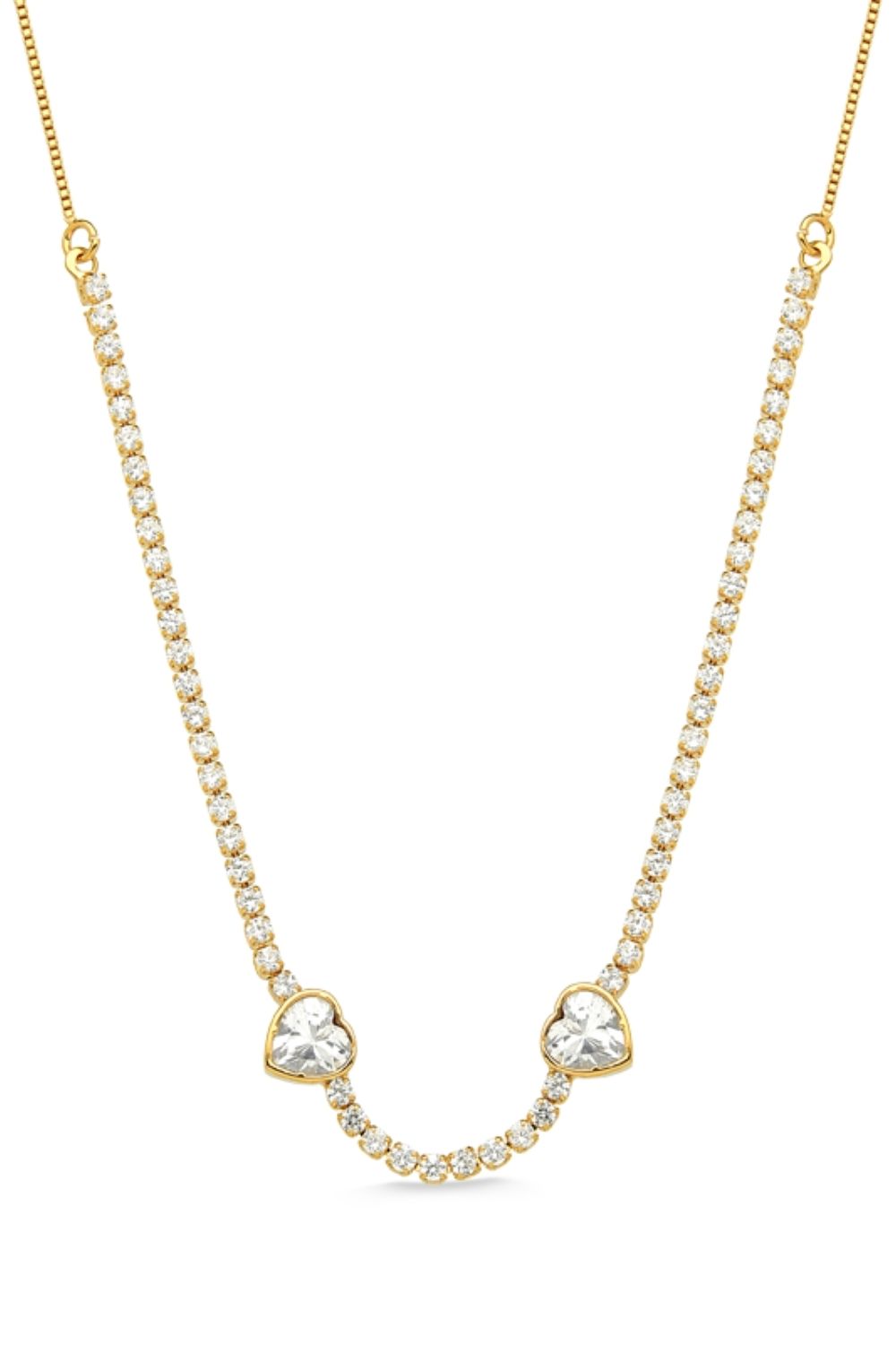 COLAR CHOKER DE ZIRCÔNIAS ESTILO RIVIERA FOLHEADO A OURO 18K