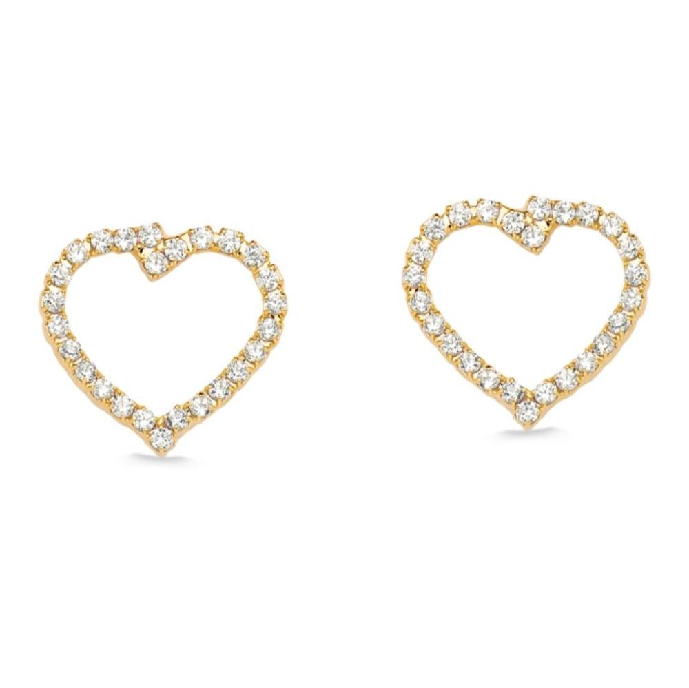 BRINCO DE CORAÇÃO VAZADO CRAVEJADO COM ZIRCÔNIAS FOLHEADO A OURO 18K