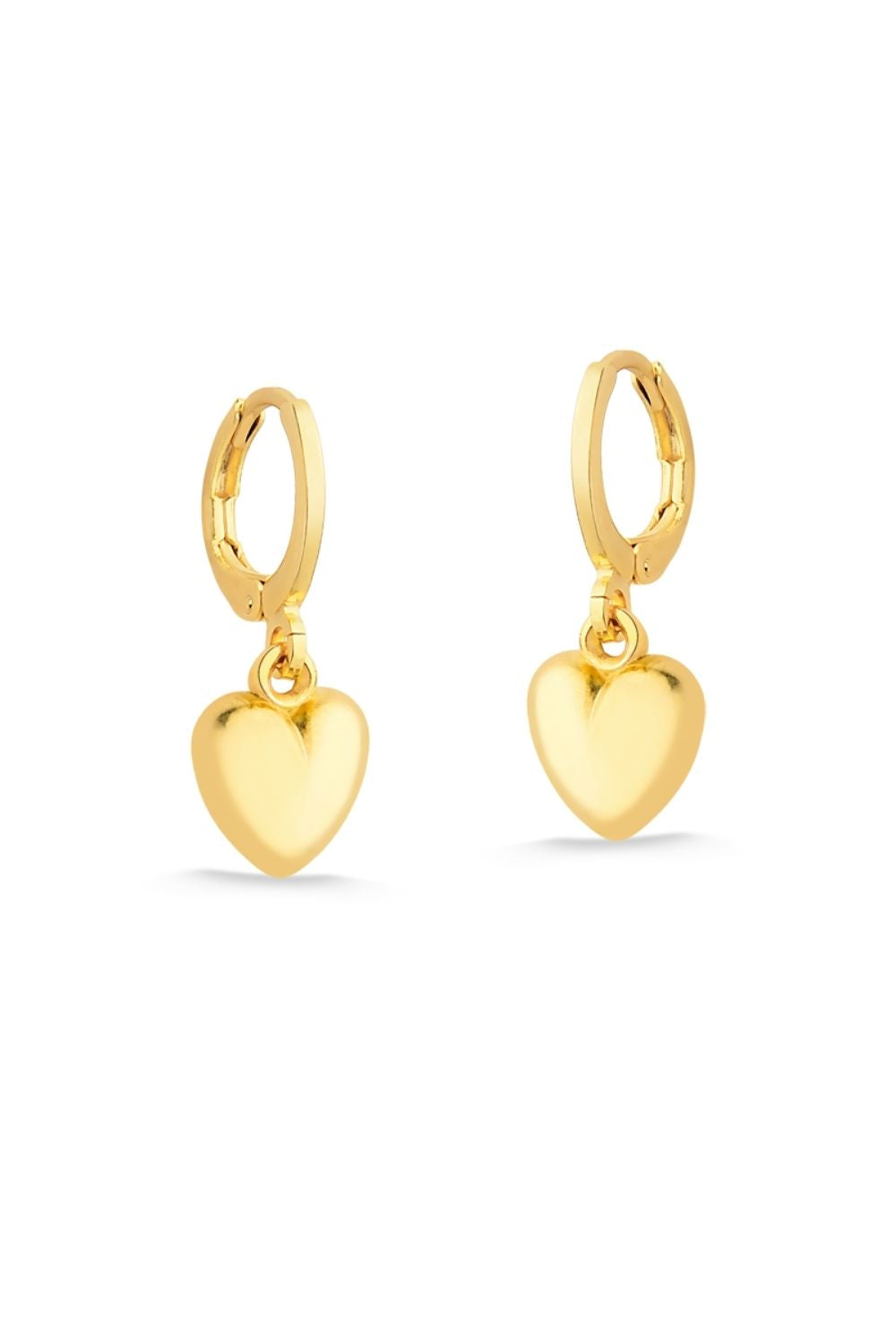 BRINCO DE ARGOLA COM PINGENTE DE CORAÇÃO MÉDIO FOLHEADO A OURO 18K