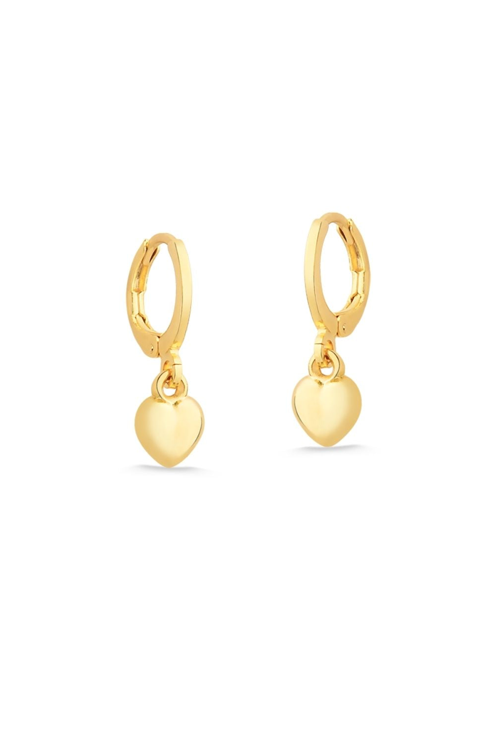 BRINCO DE ARGOLA COM PINGENTE DE CORAÇÃO PEQUENO FOLHEADO A OURO 18K