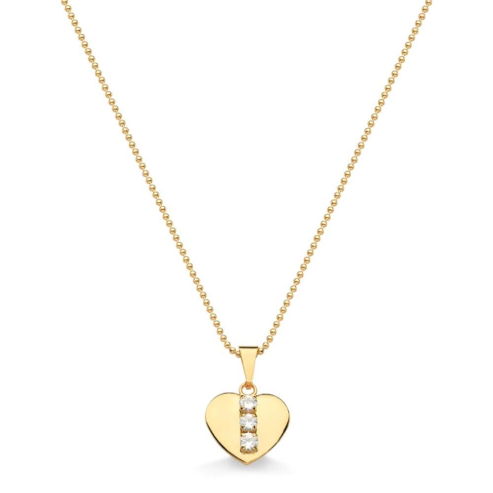 COLAR COM PINGENTE DE CORAÇÃO COM ZIRCÔNIAS FOLHEADO A OURO 18K