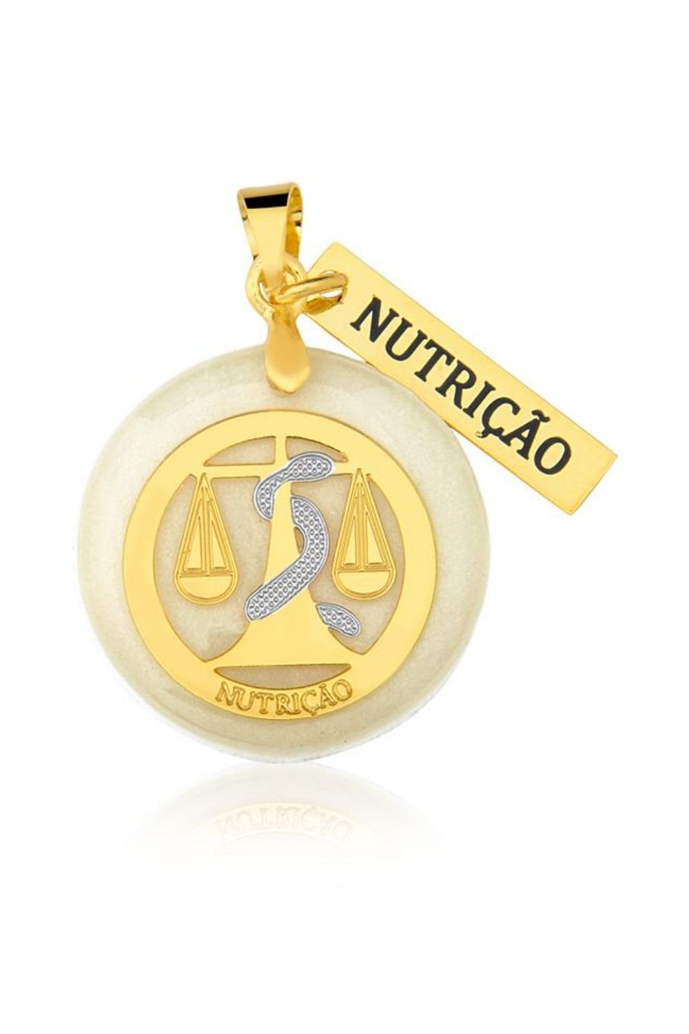COLAR PROFISSÃO NUTRIÇÃO EM RESINA FOLHEADO A OURO 18K