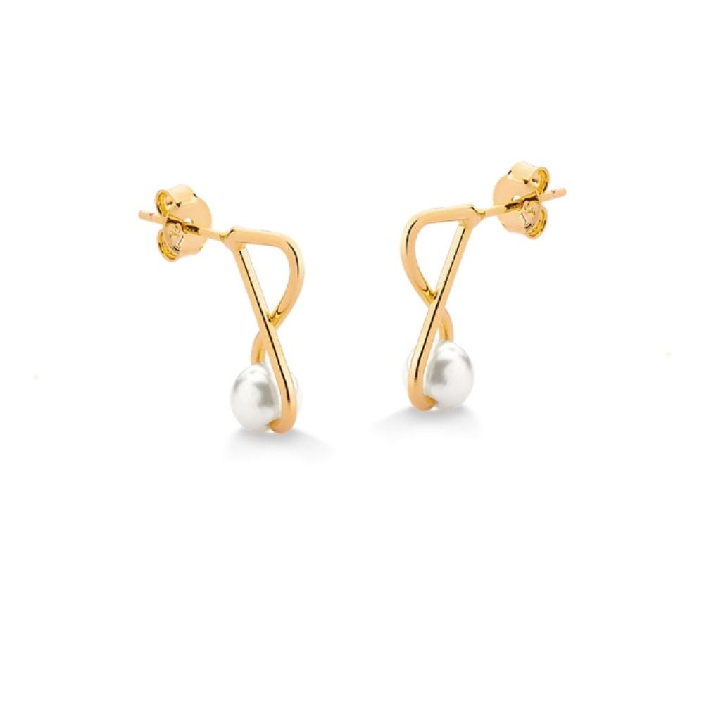 BRINCO INFINITO COM PÉROLA FOLHEADO A OURO 18K