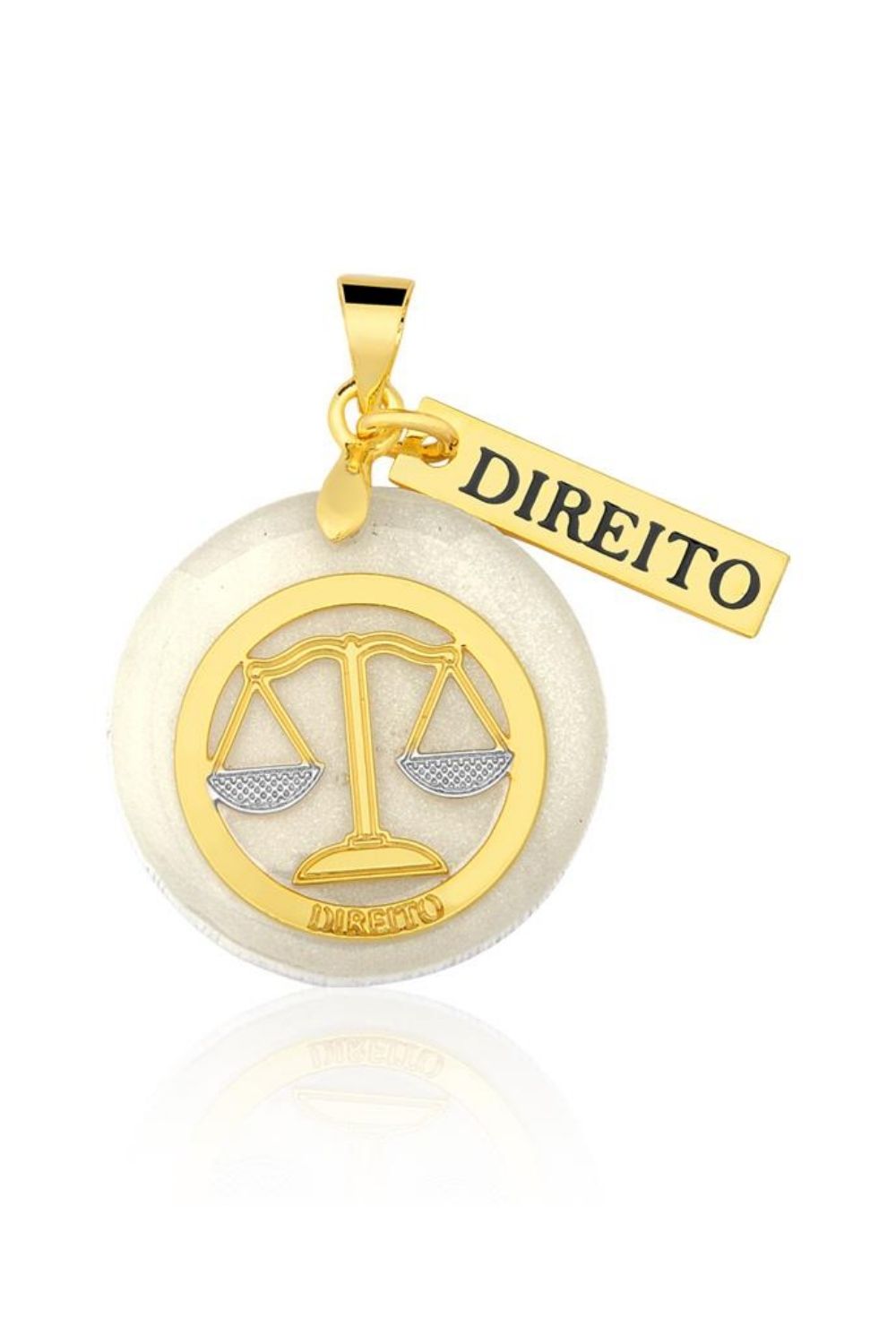 COLAR PROFISSÃO DIREITO EM RESINA FOLHEADO A OURO 18K