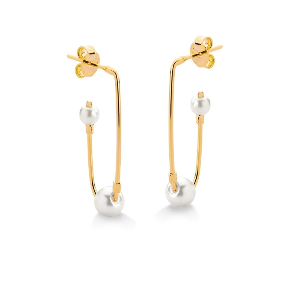 BRINCO DE ARGOLA COM PÉROLAS FOLHEADO A OURO 18K
