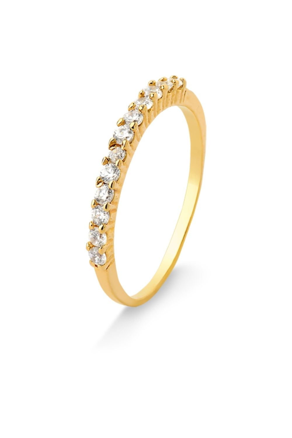 ANEL MEIA ALIANÇA CRAVEJADO DE ZIRCÔNIAS FOLHEADO A OURO 18K