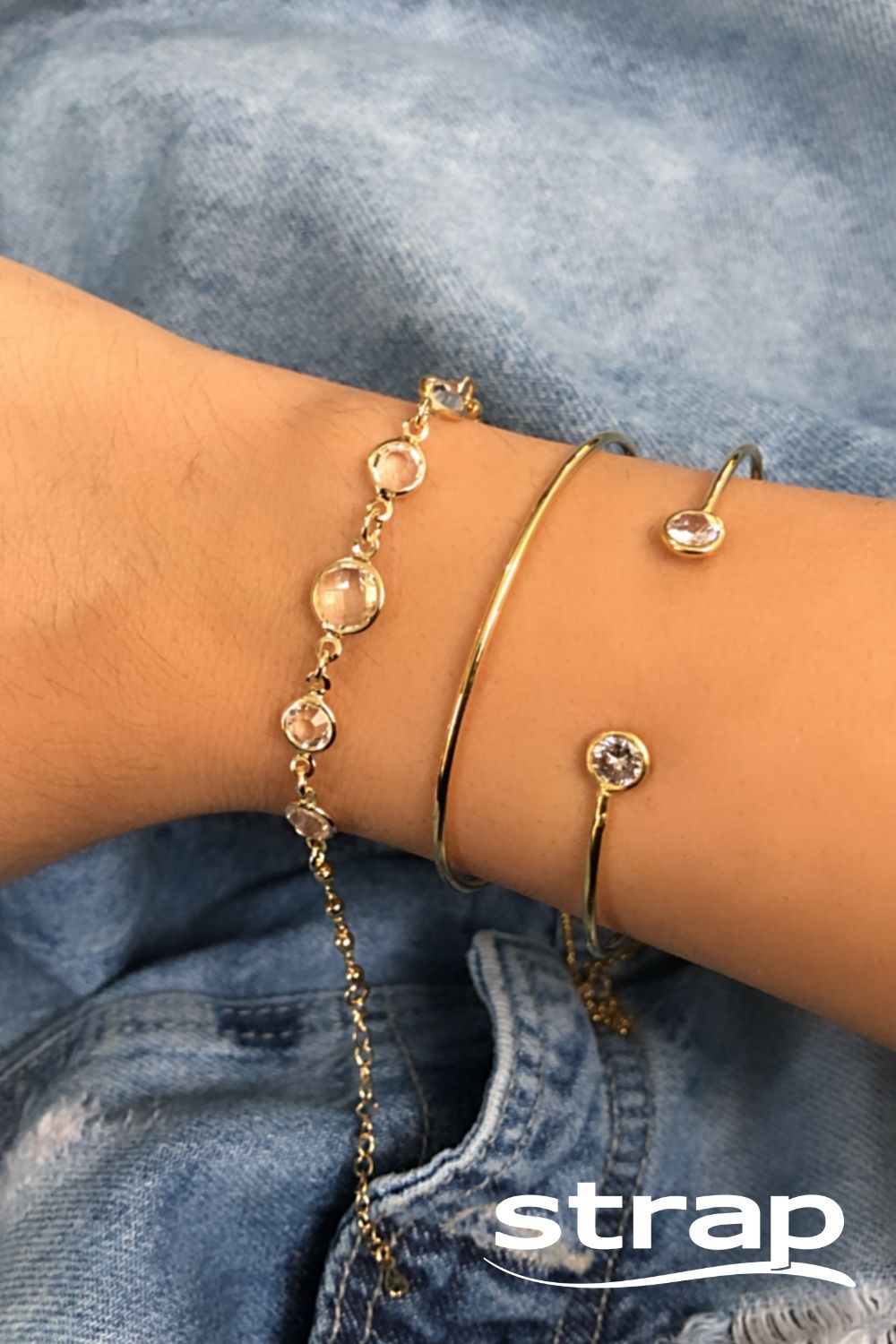 BRACELETE PONTO DE LUZ FOLHEADO A OURO 18K