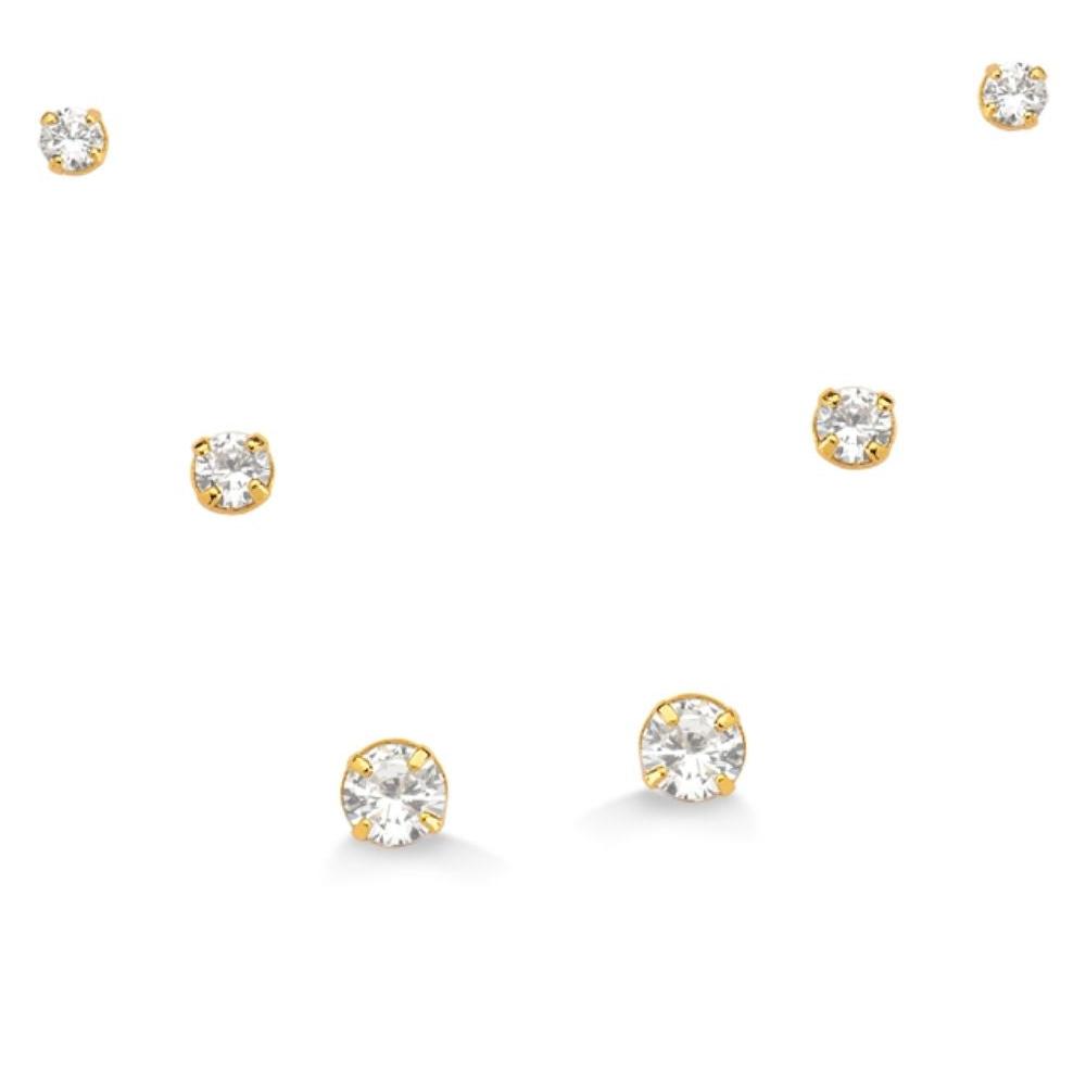 BRINCO MINI TRIO DE ZIRCÔNIA FOLHEADO A OURO 18K