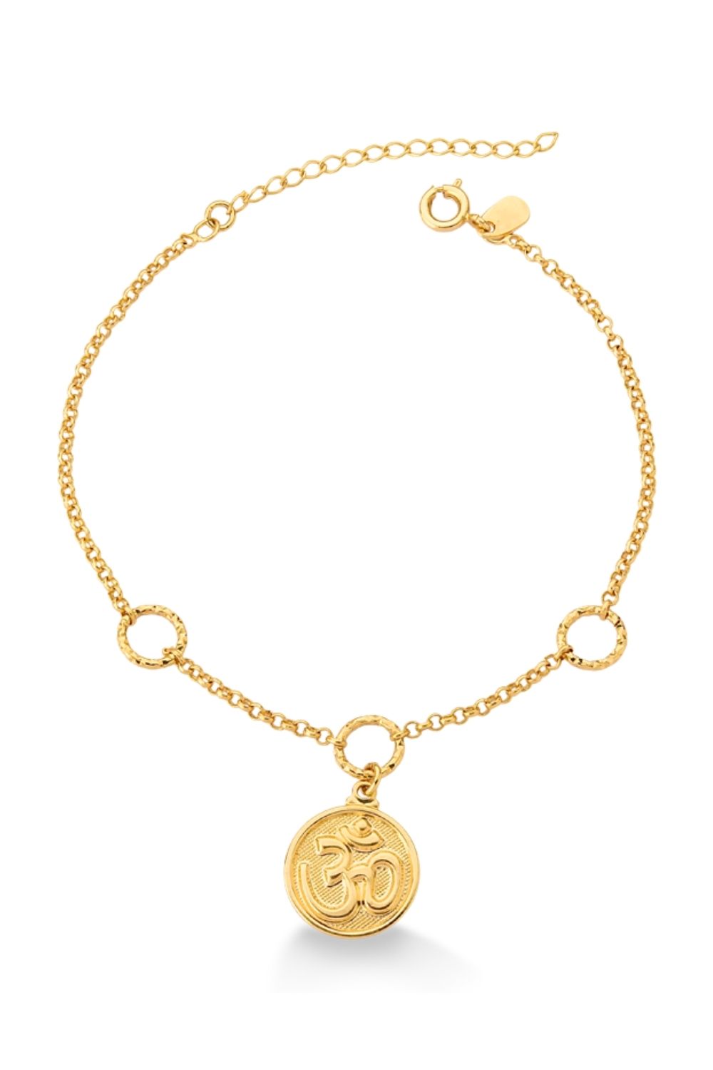 PULSEIRA COM MEDALHA DE OM FOLHEADA A OURO 18K