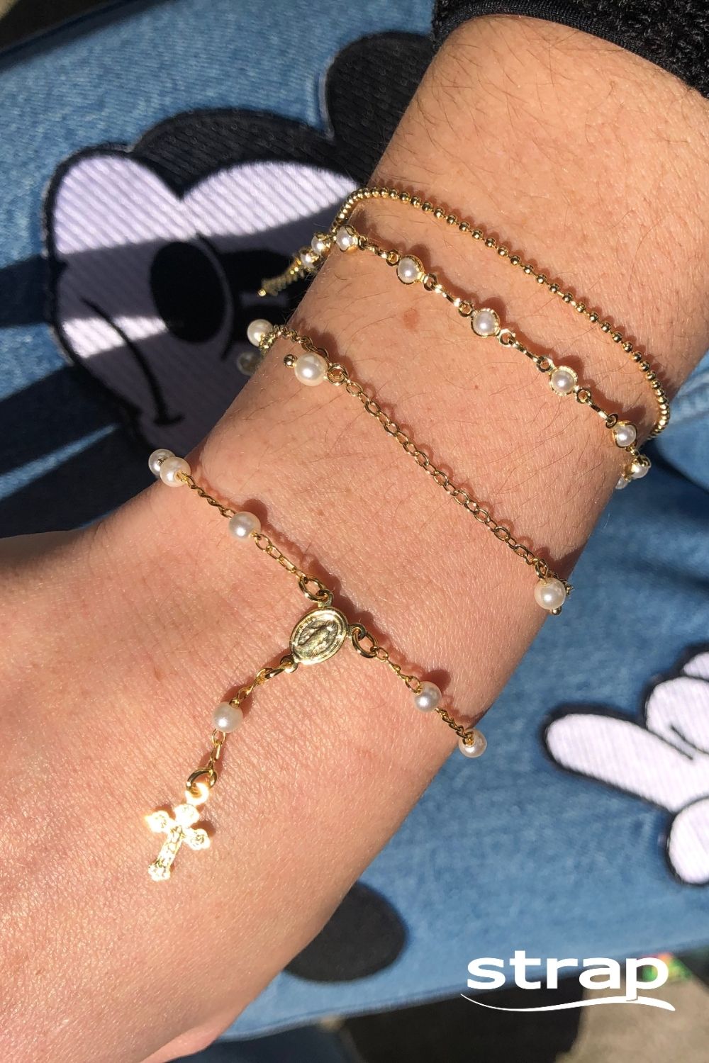 PULSEIRA COM PÉROLAS FOLHEADA A OURO 18K