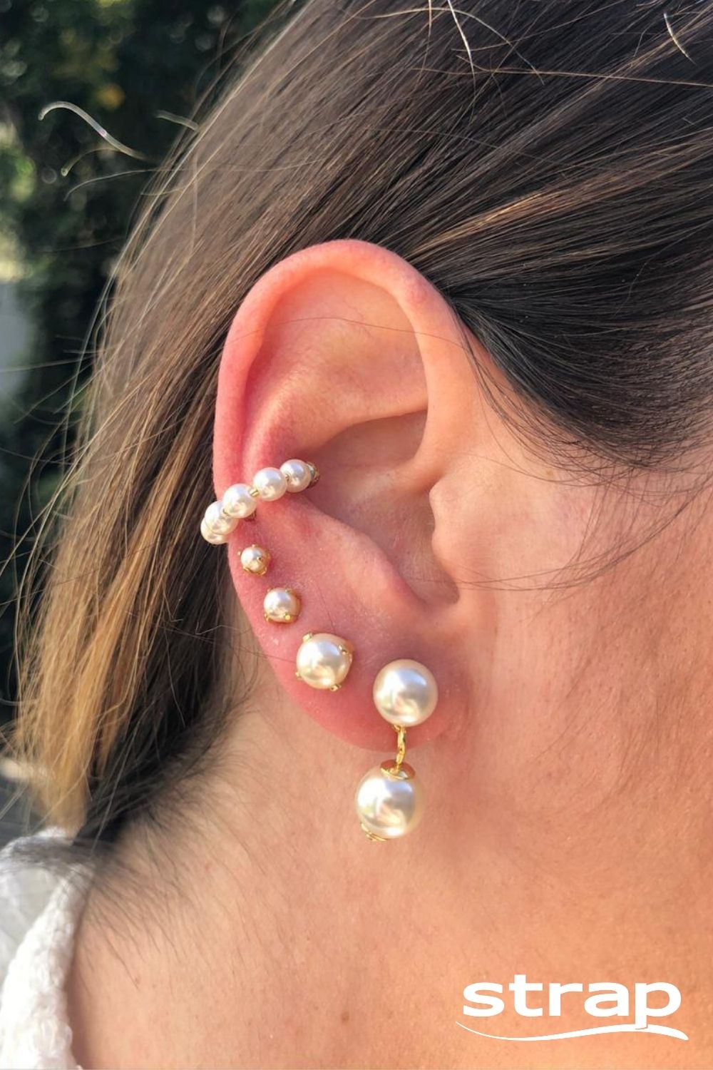 BRINCO DE PÉROLAS DUPLO FOLHEADO A OURO 18K