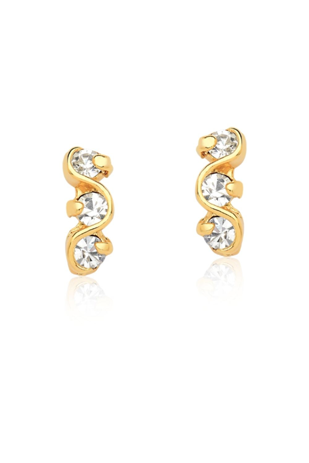 MINI BRINCO TRÊS ZIRCÔNIAS FOLHEADO A OURO 18K